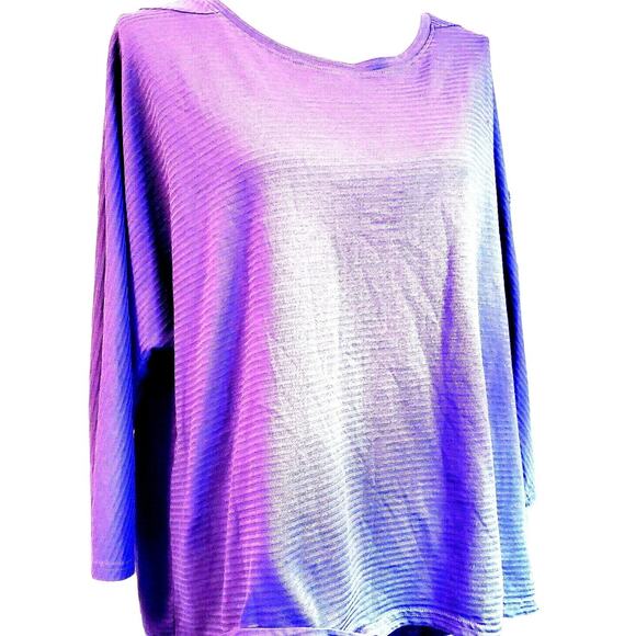 Purple Be Inspired Plus Size 2X Activewear Top Stretch Cotton Stripe Unworn Soft - Picture 1 of 12